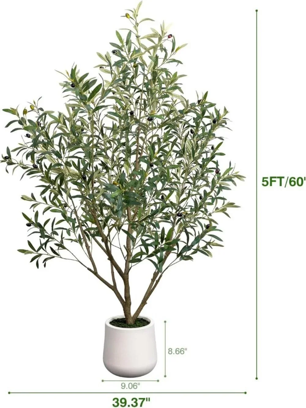 Artificial Olive Tree 5FT Tall Faux Olive Trees Indoor with White Planter Large